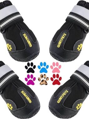 QUMY Dog Shoes for Large Dogs, Medium Dog Boots & Paw Protectors Size 1 Black